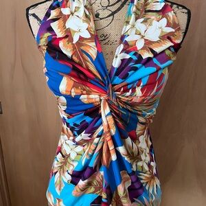 Boston Proper Multicolor Floral Twist Tank Top